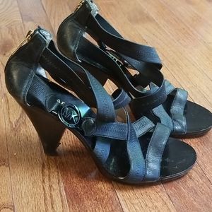 Black Strappy High Heel Sandals Michael Kors